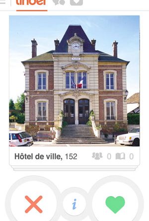 Capture écran d'une mairie sur le site de Tinder