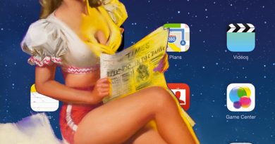 Pin-up lisant le Times sur un fond de smartphone